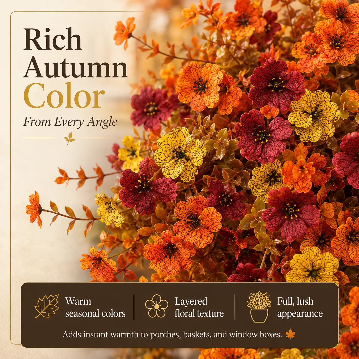 Rich autumn faux flower colors