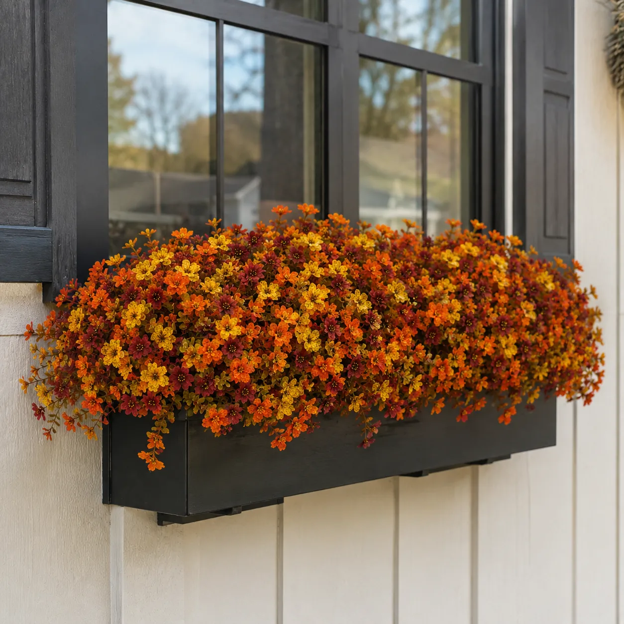 Customer fall porch flower arrangement