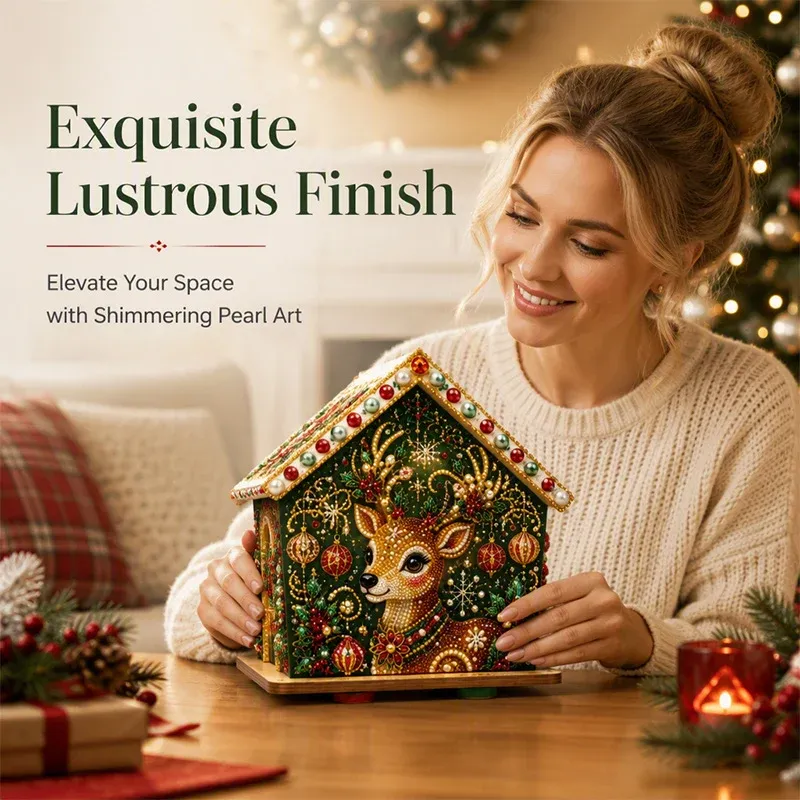 Glossy synthetic pearls creating a dimensional Christmas design