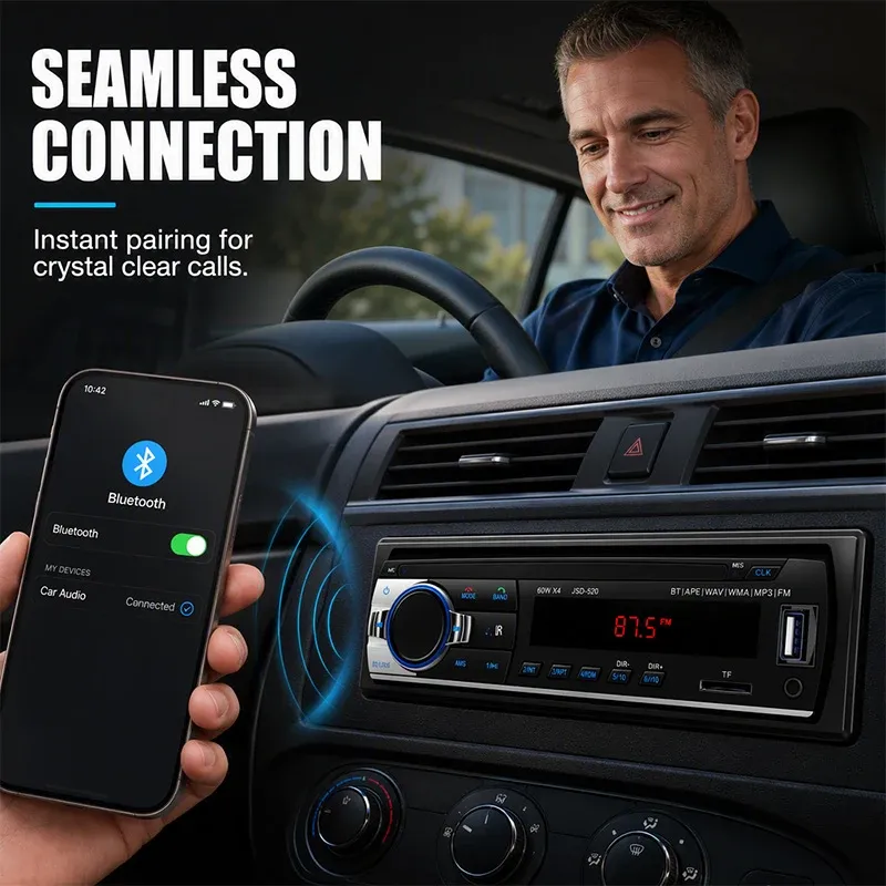 Bluetooth car stereo wireless connection and hands free calling